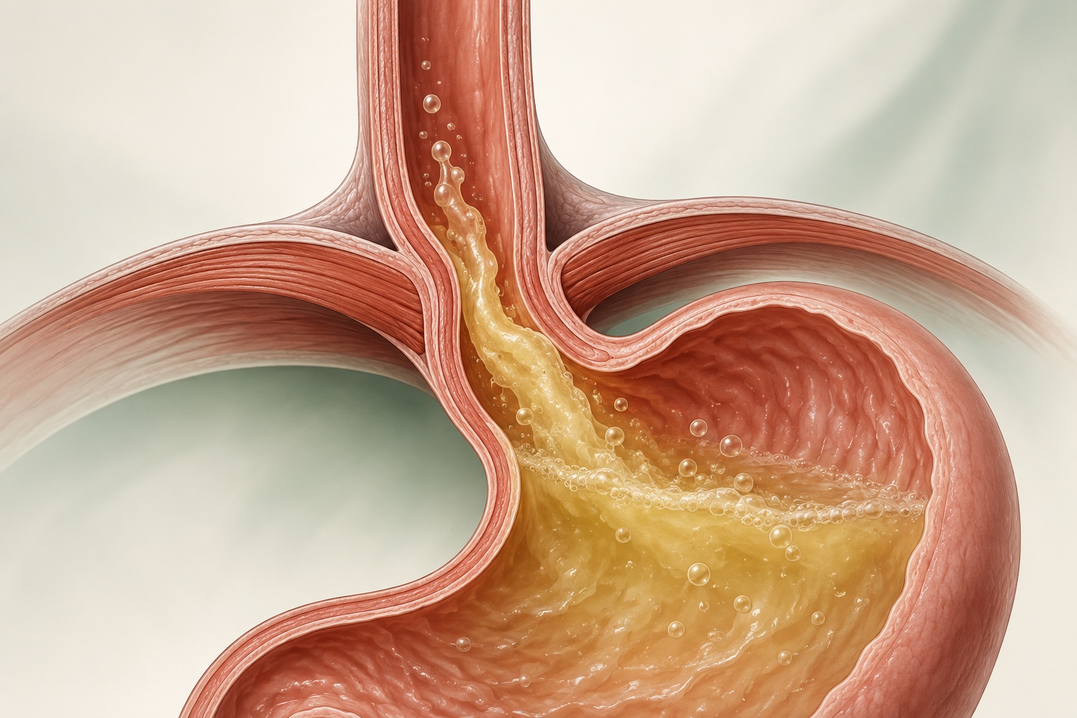 Ilustração esquemática do refluxo gastroesofágico